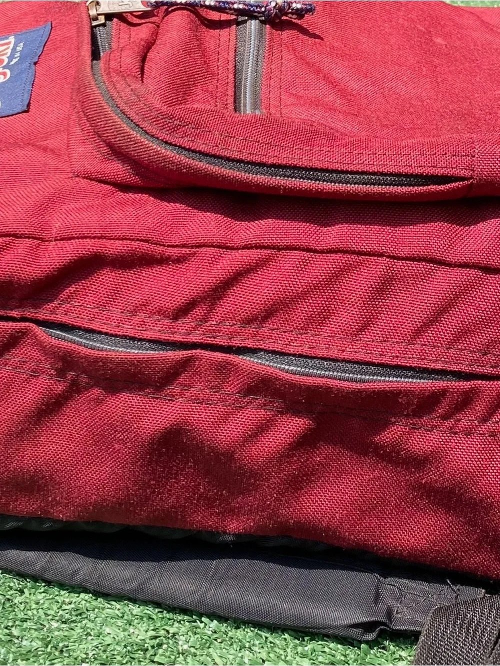 Vintage 90’s JanSport Suede Bottom Burgundy Backpack W/ Waist Strap USA Made